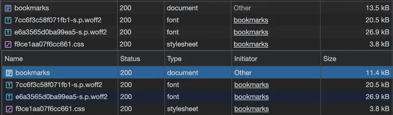 Chrome web inspector showing the difference between page sizes
